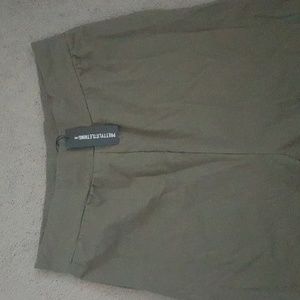 Sage Khaki Cotton High Waist Flared Trousers